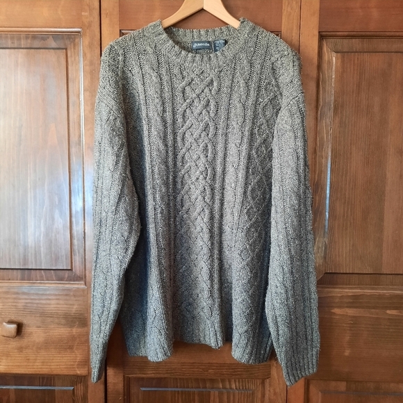 St. John's Bay Other - St. John's Bay Marled Brown Silk Blend Cable Knit Crewneck Sweater Size XL